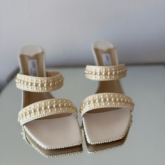 New JIMMY CHOO Bridal Sacoria 85 embellished wedge mules $1,950 40 - Picture 9 of 15
